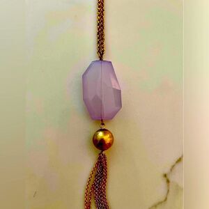 Gold-color Maxi Necklaces purple Gem Stone